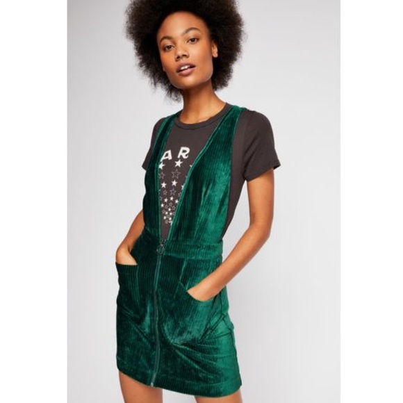 Free People Dresses & Skirts - Free People Velvet Ribbed Zipper Jumper